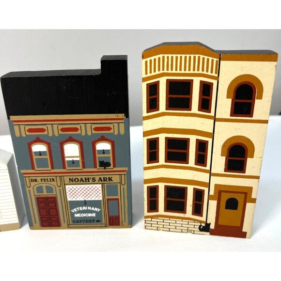 Cat's Meow 4 Handcrafted Wooden Village Building Block Set 1985-1993 - Picture 3 of 14